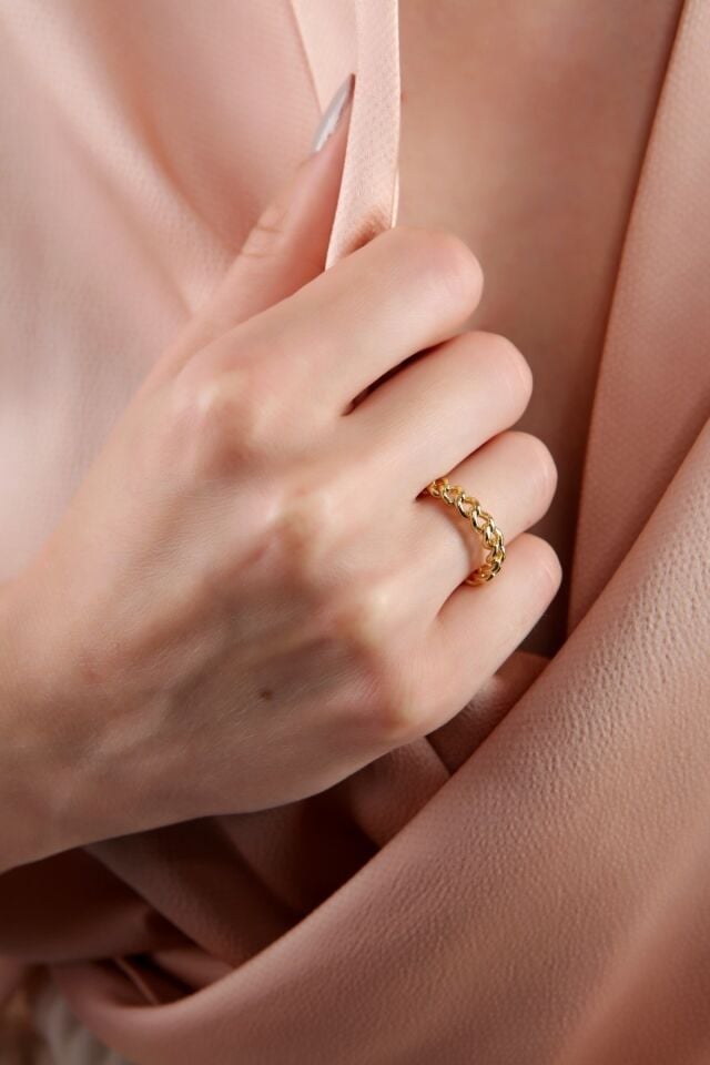 Kadın Altın Kaplama İnce Halat Yüzük