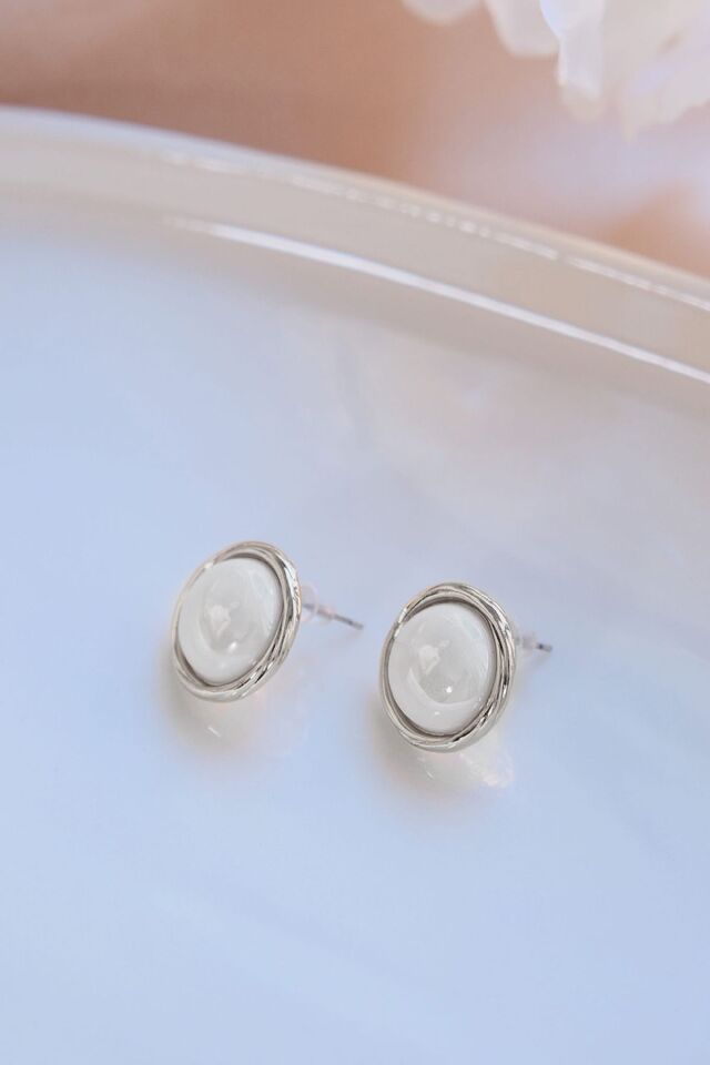 Silver Taşlı Yuvarlak Küpe