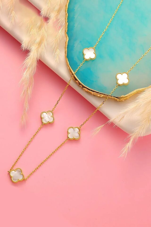 Sedef Altın Kaplama Çelik Kolye