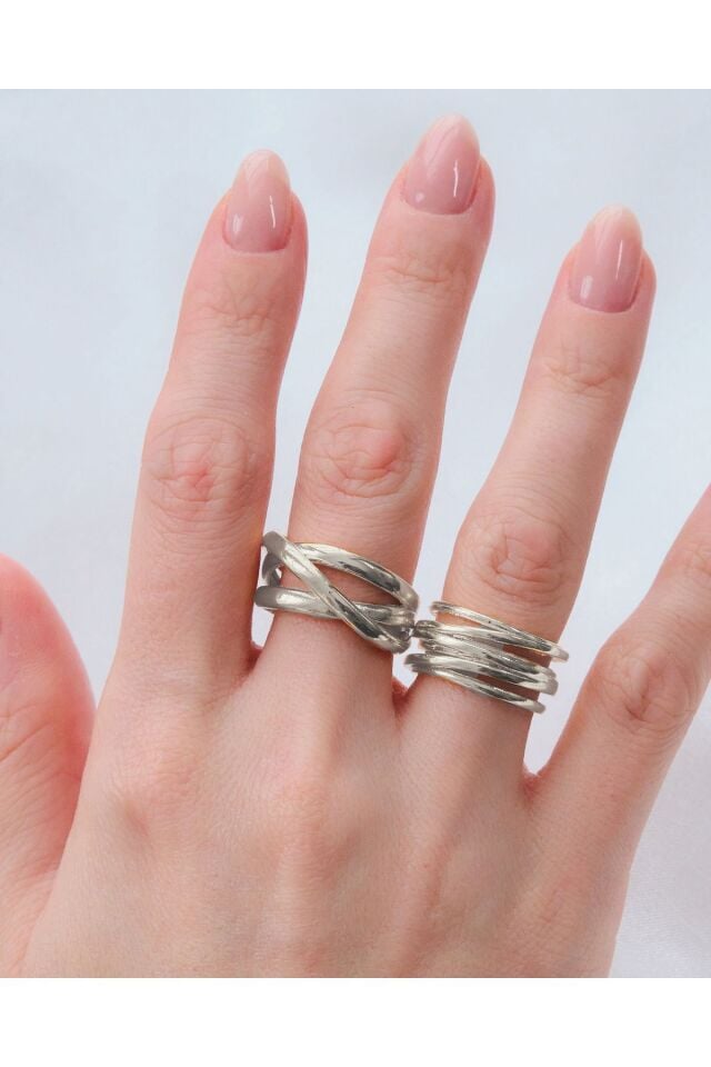 Silver Sarmal 2'li Yüzük Seti