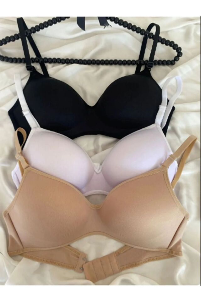 Dolgusuz Lotus Toparlayıcı Balensiz Sütyen Siyah Beyaz Ten