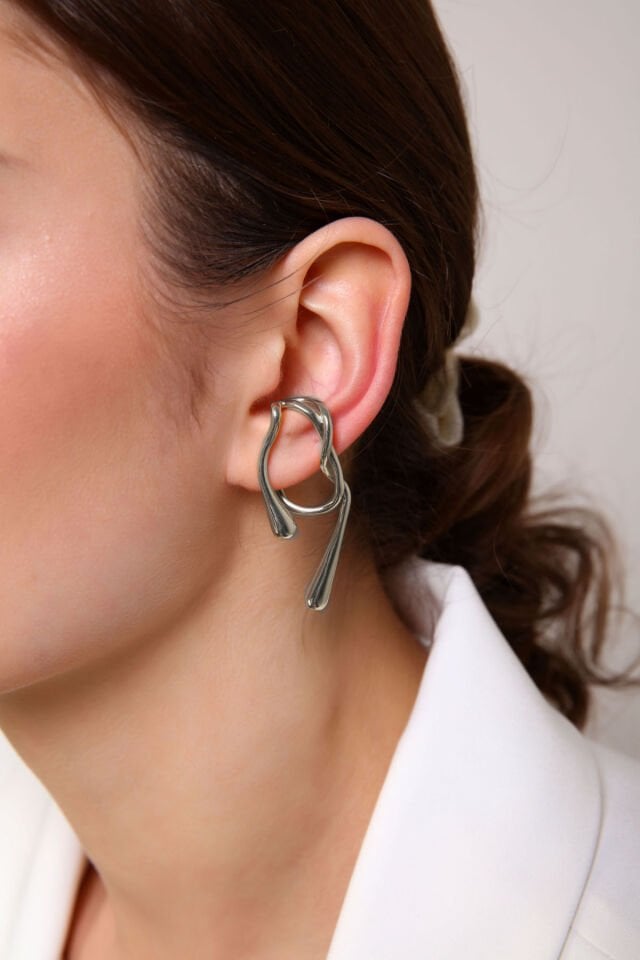 Kadın Gold Akış Cuff Küpe