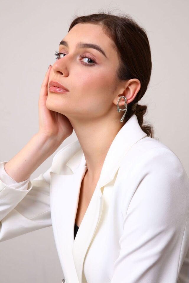 Kadın Gold Akış Cuff Küpe