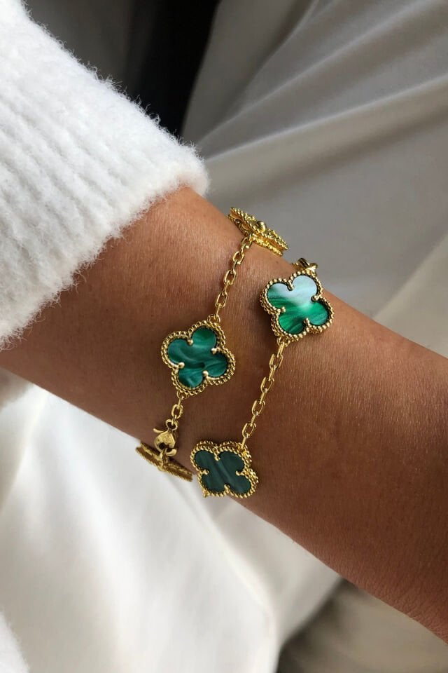 Gold Lacivert Doğal Taşlı Premium Çelik Bileklik