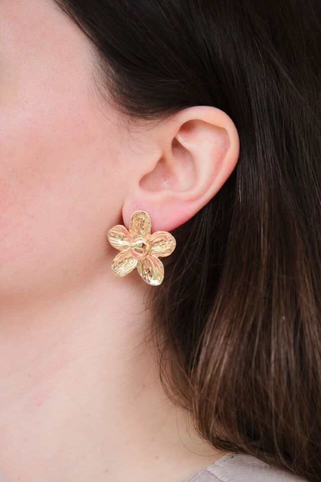 Altın Kaplama Papatya Parlak Küpe