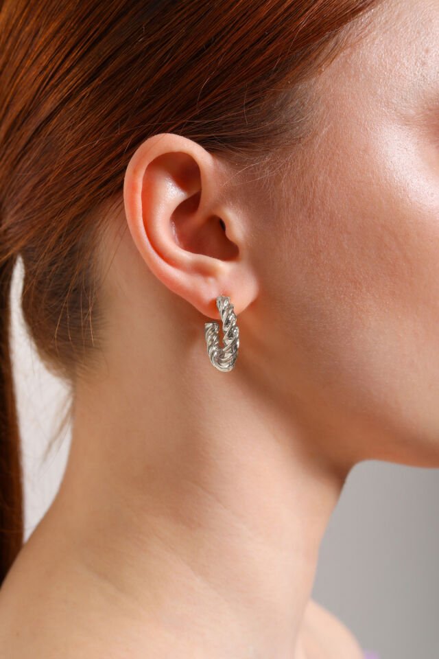 Gümüş Kaplama 2'li Kalın Burgu Küpe Seti