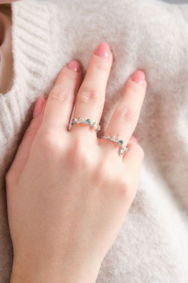 Silver 2'Lİ MİNİMAL, RENKLİ YÜZÜK