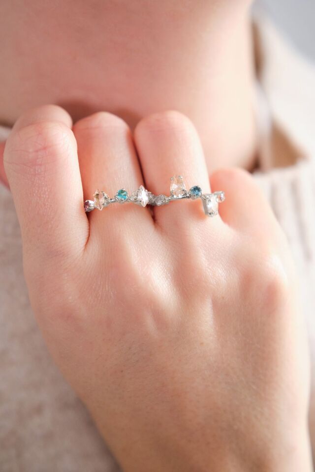 Silver 2'Lİ MİNİMAL, RENKLİ YÜZÜK