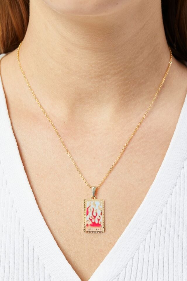 Altın Kaplama Tarot kolye The Flame (Alev)