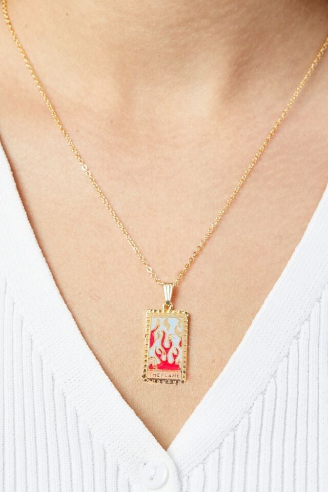 Altın Kaplama Tarot kolye The Flame (Alev)