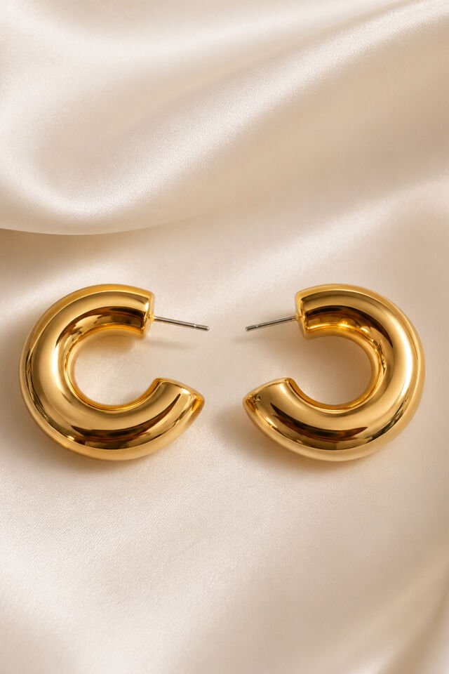 Gold Premium Kararmaz C Halka Hafif Küpe