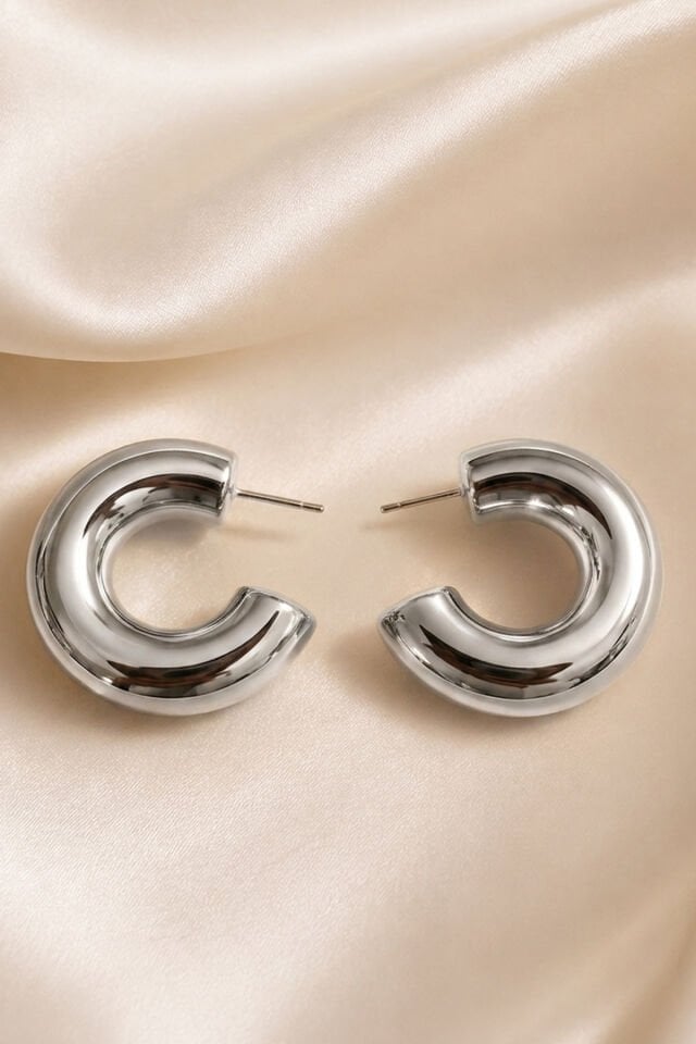 Silver Premium Kararmaz C Halka Hafif Küpe
