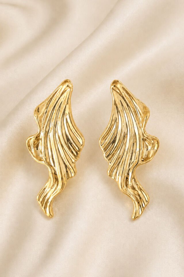 Gold Premium Kararmaz Geniş Hafif Küpe