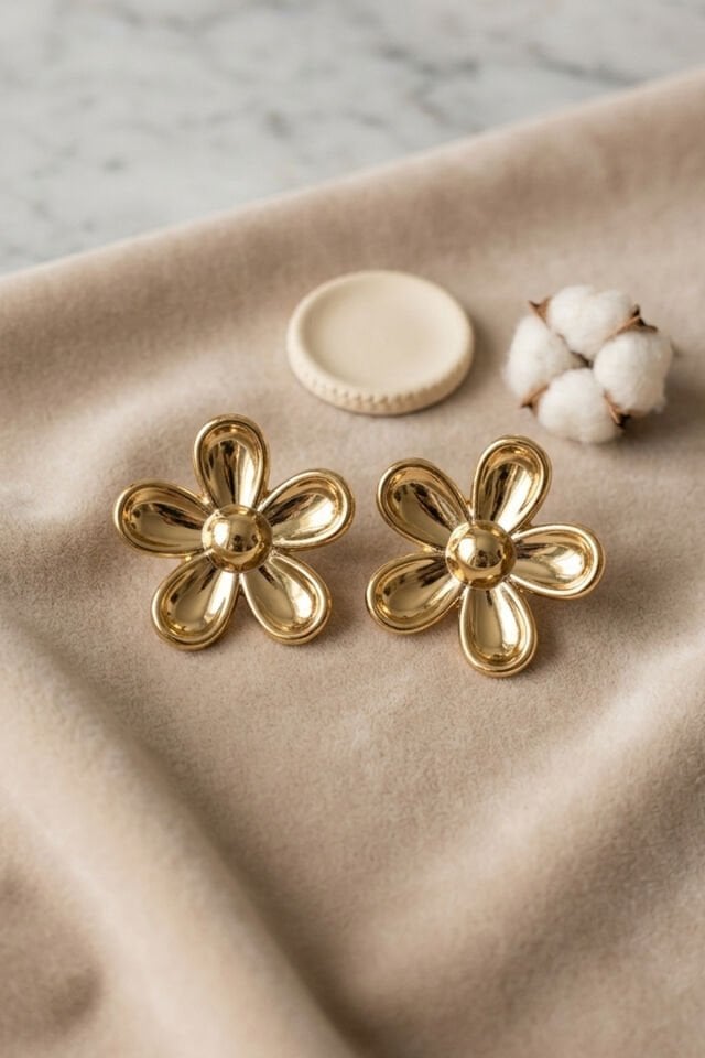 Gold Papatya Ultra Hafif Küpe
