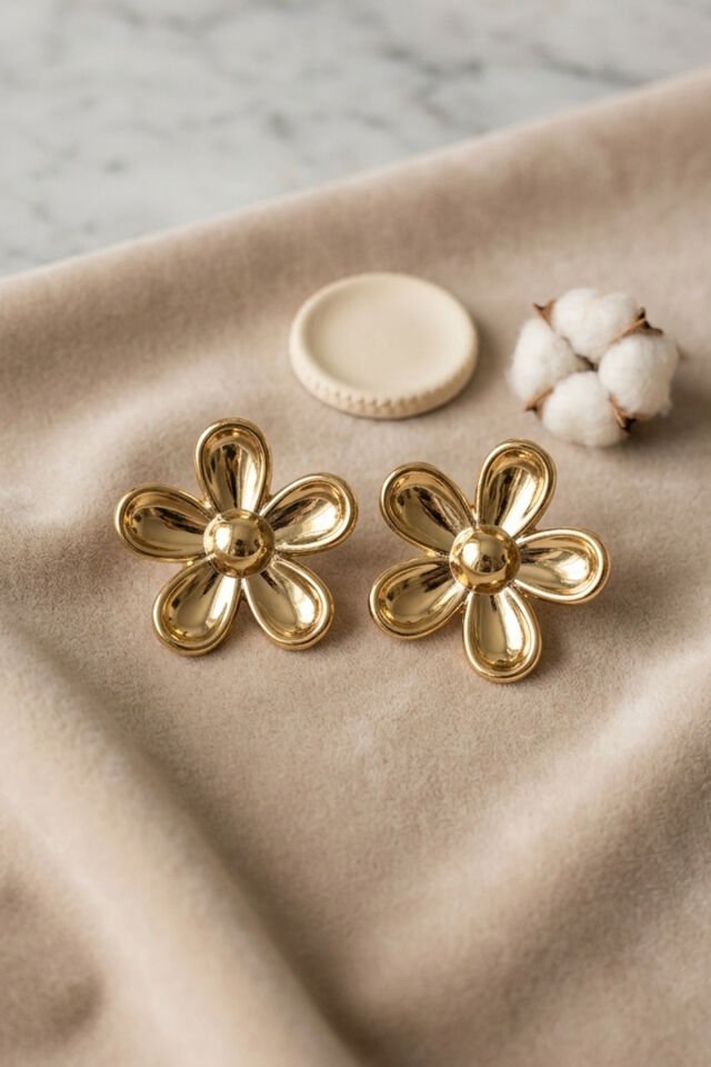Gold Papatya Ultra Hafif Küpe