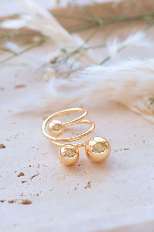 Gold Big Bubble Ayarlanabilir Yüzük