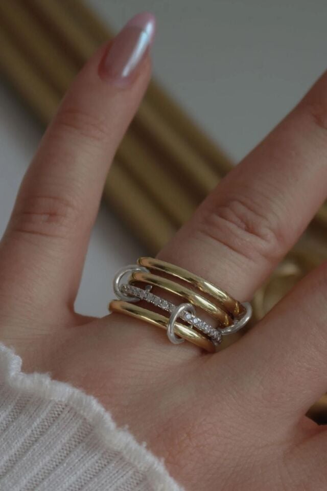 Zirkon Taşlı 4'lü Çelik Yüzük