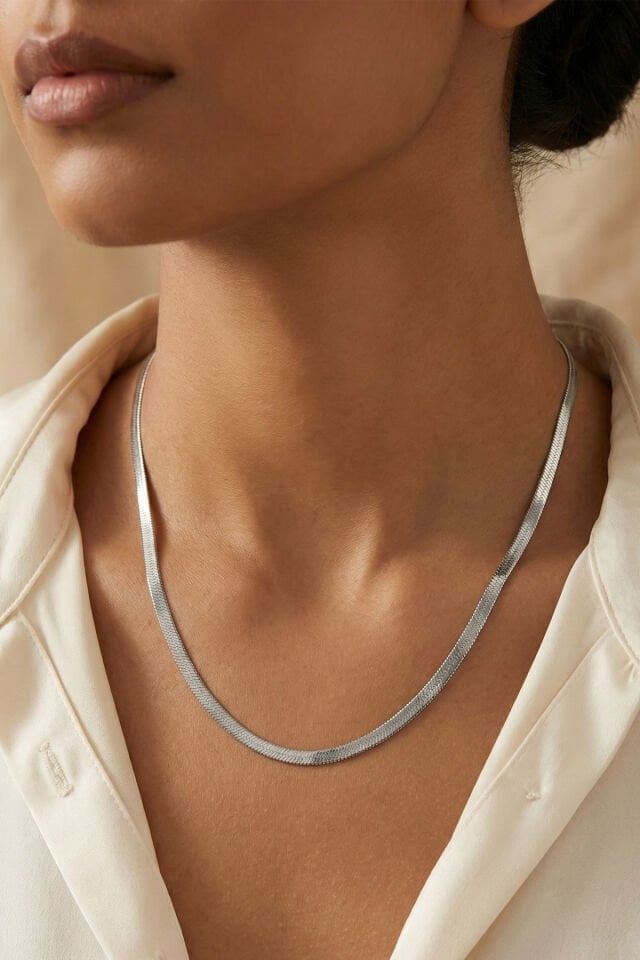 Silver İtalyan Ezme Zincir Çelik Kolye