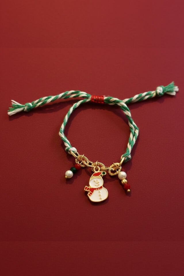 Altın Kaplama Kardan Adam Figürlü Ayarlanabilir Yılbaşı Bilekliği – Yılbaşı Hediyesi