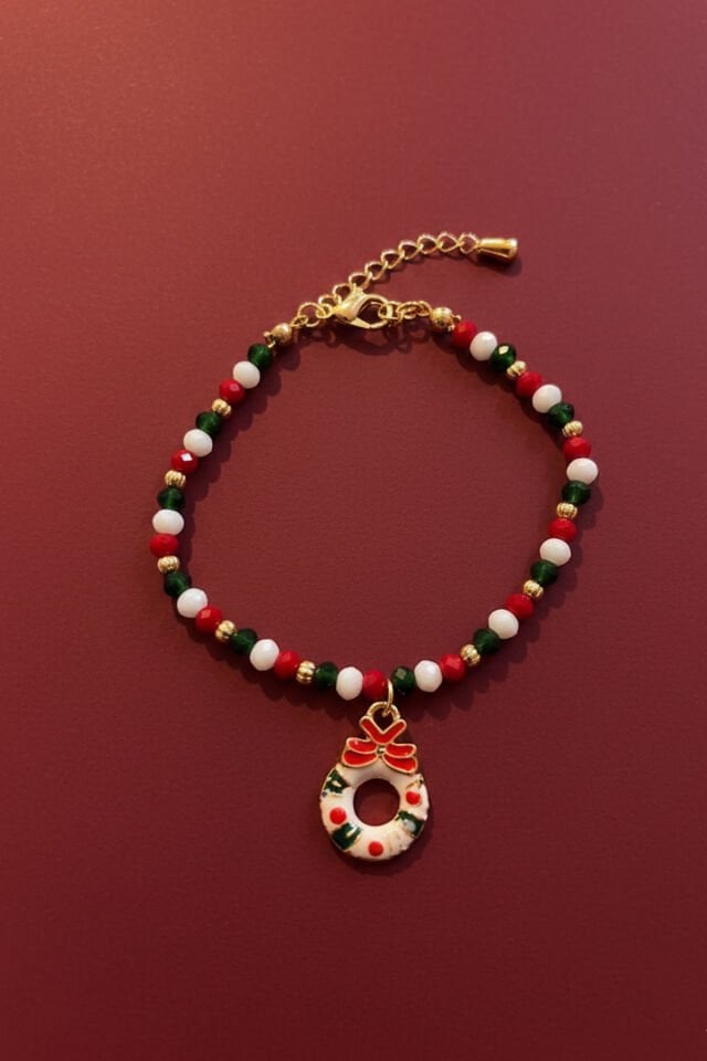 Altın Kaplama Kapı Süsü Figürlü Ayarlanabilir Yılbaşı Bilekliği – Yılbaşı Hediyesi