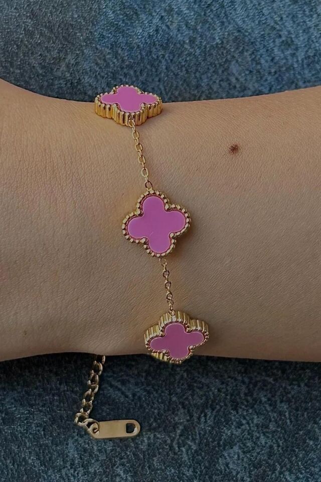 Gold Siyah Doğal Taşlı Premium Çelik Bileklik