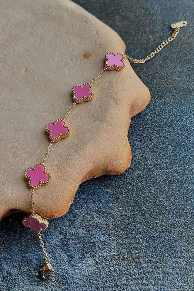 Gold Siyah Doğal Taşlı Premium Çelik Bileklik